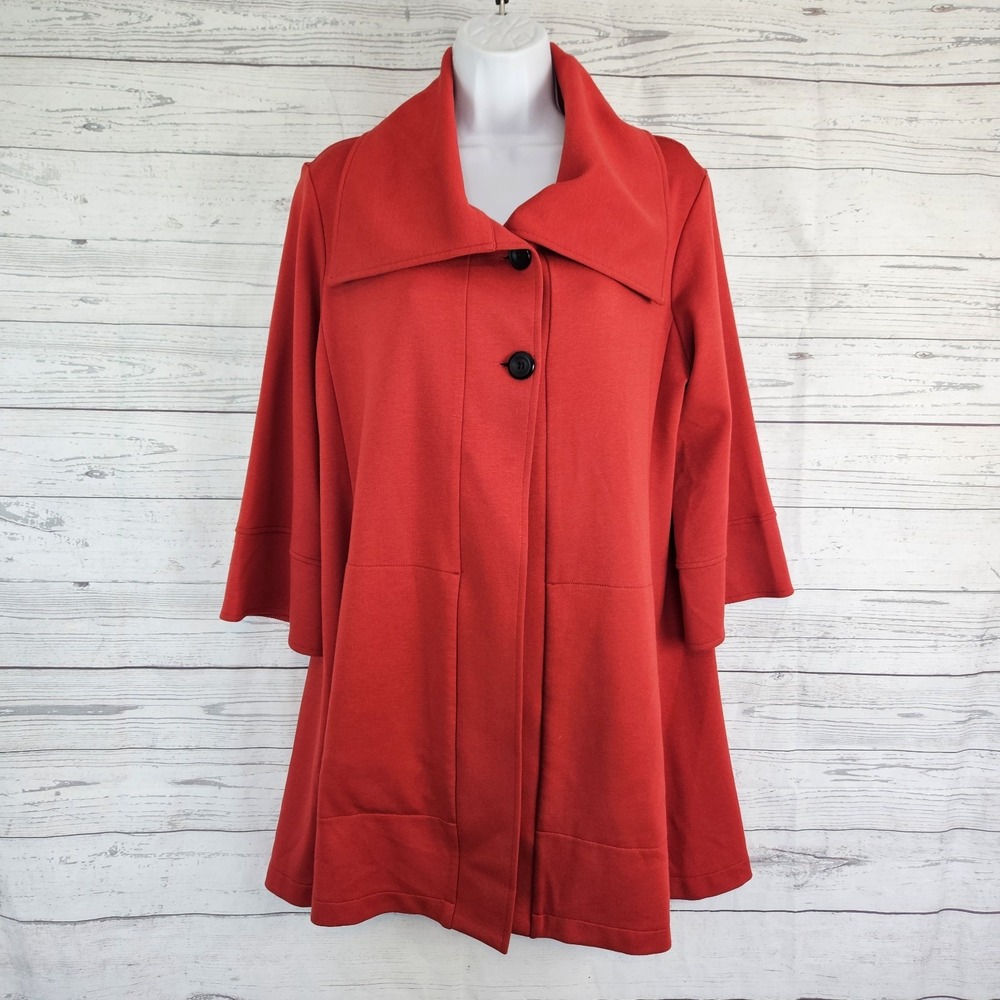 Comfy USA Womens Flowy Swing Jacket Sz Small Solid Red Cotton Blend